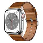 For Apple Watch SE 2022 44mm Wilderness Top-grain Leather Watch Band(Titanium Connector Red Brown)