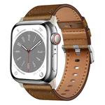 For Apple Watch SE 2022 44mm Wilderness Top-grain Leather Watch Band(Titanium Connector Dark Brown)