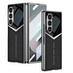 For Samsung Galaxy Z Fold6 GKK Integrated Plating Leather Knight Full Coverage Phone Case(Carbon Fibre)