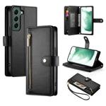 For Samsung Galaxy S22+ 5G Nine Card-slot Zipper Wallet Bag Leather Phone Case(Black)