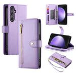 For Samsung Galaxy S23 FE 5G Nine Card-slot Zipper Wallet Bag Leather Phone Case(Purple)