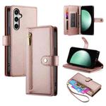 For Samsung Galaxy S24 FE 5G Nine Card-slot Zipper Wallet Bag Leather Phone Case(Pink)