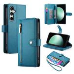 For Samsung Galaxy S24 FE 5G Nine Card-slot Zipper Wallet Bag Leather Phone Case(Blue)