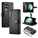 For Samsung Galaxy S25 Edge 5G Nine Card-slot Zipper Wallet Bag Leather Phone Case(Black)