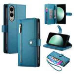 For Samsung Galaxy S25 Edge 5G Nine Card-slot Zipper Wallet Bag Leather Phone Case(Blue)