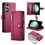For Samsung Galaxy S25 FE 5G Nine Card-slot Zipper Wallet Bag Leather Phone Case(Red)