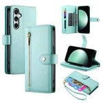 For Samsung Galaxy S25 FE 5G Nine Card-slot Zipper Wallet Bag Leather Phone Case(Mint Green)