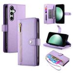 For Samsung Galaxy S25 FE 5G Nine Card-slot Zipper Wallet Bag Leather Phone Case(Purple)