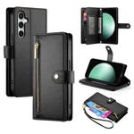 For Samsung Galaxy S25 FE 5G Nine Card-slot Zipper Wallet Bag Leather Phone Case(Black)