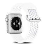 For Apple Watch Series 7 45mm / 6 & SE & 5 & 4 44mm / 3 & 2 & 1 42mm Two-tone Honeycomb Breathable Silicone Watch Band(White)