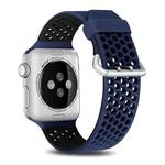 For Apple Watch Ultra 49mm / Series 8&7 45mm / SE 2&6&SE&5&4 44mm / 3&2&1 42mm Two-tone Honeycomb Breathable Silicone Watch Band(Blue Black)