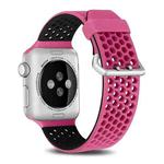 For Apple Watch Series 7 45mm / 6 & SE & 5 & 4 44mm / 3 & 2 & 1 42mm Two-tone Honeycomb Breathable Silicone Watch Band(Pink Black)
