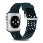 For Apple Watch Series 7 45mm / 6 & SE & 5 & 4 44mm / 3 & 2 & 1 42mm Two-tone Honeycomb Breathable Silicone Watch Band(Deep Green)