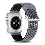 For Apple Watch Series 8&7 41mm / SE 2&6&SE&5&4 40mm / 3&2&1 38mm Two-tone Honeycomb Breathable Silicone Watch Band(Grey Black)