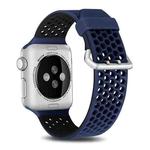 For Apple Watch Series 8&7 41mm / SE 2&6&SE&5&4 40mm / 3&2&1 38mm Two-tone Honeycomb Breathable Silicone Watch Band(Blue Black)