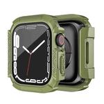 For Apple Watch Series  7 45mm PC Hybrid Tempered Glass Protector Armor Case(Army Green)