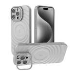 For iPhone 16 Pro Max Lens Frame Bracket Corrugated MagSafe Phone Case(Grey)