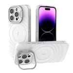 For iPhone 15 Pro Lens Frame Bracket Corrugated MagSafe Phone Case(White)