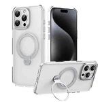 For iPhone 16 Pro Max Double Ring MagSafe Magnetic Holder Phone Case(Transparent)