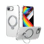 For iPhone 16e Double Ring MagSafe Magnetic Holder Phone Case(Transparent)