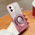 For Motorola Moto G53 5G Plated Gradient Glitter Round Holder TPU Phone Case(Pink)