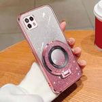 For Motorola Moto G50 5G Plated Gradient Glitter Round Holder TPU Phone Case(Pink)