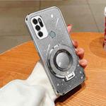 For Motorola Moto G60S Plated Gradient Glitter Round Holder TPU Phone Case(Silver)