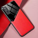 For Vivo X50 All-inclusive Leather + Organic Glass Phone Case with Metal Iron Sheet(Red)