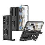 For Samsung Galaxy Z Fold6 GKK Integrated Folding Alloy Shell PC Phone Case with Pen Box, Not Included Pen(Black)