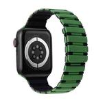 For Apple Watch SE 2023 44mm Two-color Magnetic Silicone Watch Band(Green Black)