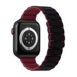 For Apple Watch SE 2023 44mm Two-color Magnetic Silicone Watch Band(Black Wine Red)