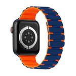 For Apple Watch SE 2023 40mm Two-color Magnetic Silicone Watch Band(Midnight Blue Orange)