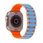 For Apple Watch Ultra 2 49mm Two-color Magnetic Silicone Watch Band(Mist Blue Orange)