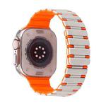 For Apple Watch Ultra 2 49mm Two-color Magnetic Silicone Watch Band(Starlight Orange)