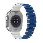 For Apple Watch Ultra 2 49mm Two-color Magnetic Silicone Watch Band(Dark Blue White)