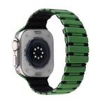 For Apple Watch Ultra 2 49mm Two-color Magnetic Silicone Watch Band(Green Black)