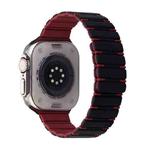 For Apple Watch Ultra 2 49mm Two-color Magnetic Silicone Watch Band(Black Wine Red)