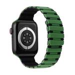 For Apple Watch Series 9 45mm Two-color Magnetic Silicone Watch Band(Green Black)