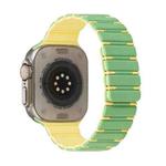 For Apple Watch Ultra 49mm Two-color Magnetic Silicone Watch Band(Mint Light Yellow)