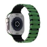 For Apple Watch Ultra 49mm Two-color Magnetic Silicone Watch Band(Green Black)