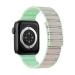 For Apple Watch Series 4 44mm Two-color Magnetic Silicone Watch Band(Starlight Mint)