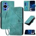 For Huawei nova 12s Grid Butterfly Embossed Pattern Leather Phone Case with Lanyard(Light Blue)