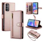 For Samsung Galaxy A05s Nine Card-slot Zipper Wallet Bag Leather Phone Case(Pink)