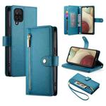 For Samsung Galaxy A12 / M12 Nine Card-slot Zipper Wallet Bag Leather Phone Case(Blue)