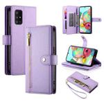 For Samsung Galaxy A71 4G Nine Card-slot Zipper Wallet Bag Leather Phone Case(Purple)