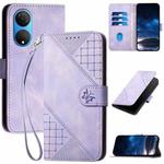 For Honor X7 4G / Play 30 Plus Grid Butterfly Embossed Pattern Leather Phone Case with Lanyard(Light Purple)