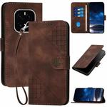 For Honor GT Pro Grid Butterfly Embossed Pattern Leather Phone Case with Lanyard(Coffee)