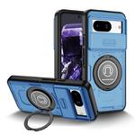 For Google Pixel 8 Sliding Camshield TPU Hybrid PC Magnetic Holder Phone Case(Sky Blue)