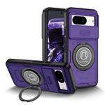 For Google Pixel 8 Sliding Camshield TPU Hybrid PC Magnetic Holder Phone Case(Purple)