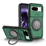For Google Pixel 8a Sliding Camshield TPU Hybrid PC Magnetic Holder Phone Case(Dark Green)